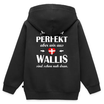 Kanton Wallis Schweiz - Kinder Premium Organic Zip Hoodie - Schwarz - Hinten - AI Model Kid Male (0cm)