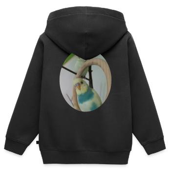 Wellensittiche Wellensittich - Kinder Premium Organic Zip Hoodie - Schwarz - Hinten - AI Model Kid Male (0cm)