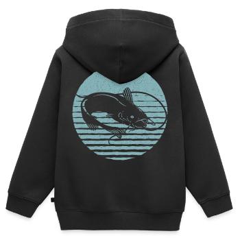 Retro Wels Vintage Wels - Kinder Premium Organic Zip Hoodie - Schwarz - Hinten - AI Model Kid Male (0cm)