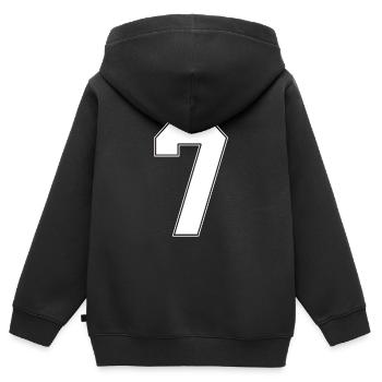 7 Jahre Trikotnummer 7 - Kinder Premium Organic Zip Hoodie - Schwarz - Hinten - AI Model Kid Male (0cm)