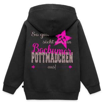 Bochum Bochumer Pottmädchen Ruhrpott - Kinder Premium Organic Zip Hoodie - Schwarz - Hinten - AI Model Kid Male (0cm)