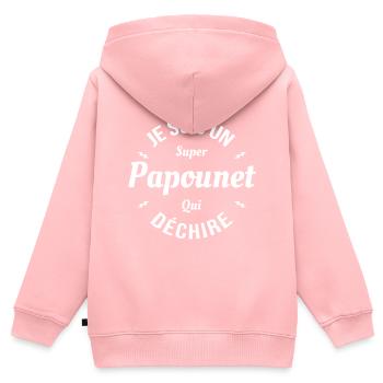 PAPOUNET QUI DÉCHIRE - Sweat Premium à capuche zippé enfant bio - rose - Dos - AI Model Kid Female (0cm)