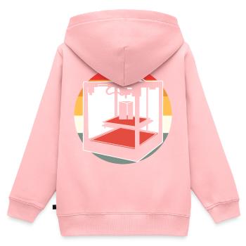Retro 3D Drucker - Kinder Premium Organic Zip Hoodie - Rosa - Hinten - AI Model Kid Female (0cm)