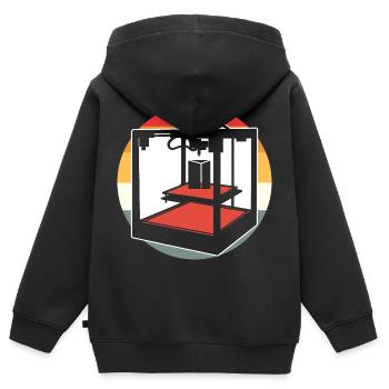 Retro 3D Printer - Kids Premium Organic Zip-up Hoodie - black - Back - AI Model Kid Male (0cm)