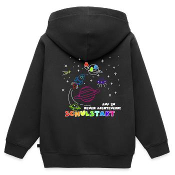 Schulstart –Auf zu neuen Abenteuern! - Kinder Premium Organic Zip Hoodie - Schwarz - Hinten - AI Model Kid Male (0cm)