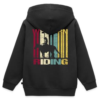 Westernreiten Vintage - Kinder Premium Organic Zip Hoodie - Schwarz - Hinten - AI Model Kid Male (0cm)
