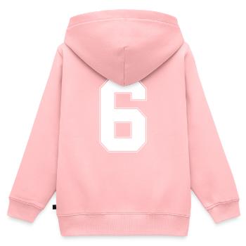 6 Jahre Trikotnummer 6 - Kinder Premium Organic Zip Hoodie - Rosa - Hinten - AI Model Kid Female (0cm)