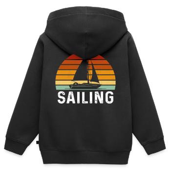 retro sailing captain sail t-shirt sailboat - Kinder Premium Organic Zip Hoodie - Schwarz - Hinten - AI Model Kid Male (0cm)