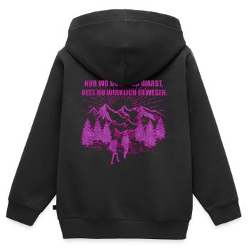 Nur wo du zu Fuß warst | Wandern Outdoor - Kinder Premium Organic Zip Hoodie - Schwarz - Hinten - AI Model Kid Male (0cm)