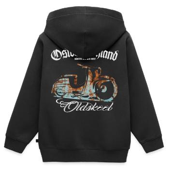 Simson Schwalbe - Ostdeutschland Oldskool - Kinder Premium Organic Zip Hoodie - Schwarz - Hinten - AI Model Kid Male (0cm)