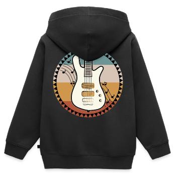Basse guitare guitare électrique musique - Sweat Premium à capuche zippé enfant bio - noir - Dos - AI Model Kid Male (0cm)