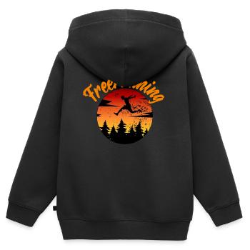 freerunning - Kinder Premium Organic Zip Hoodie - Schwarz - Hinten - AI Model Kid Male (0cm)