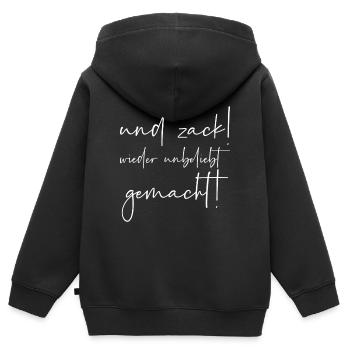 Und Zack wieder unbeliebt gemacht! - Kinder Premium Organic Zip Hoodie - Schwarz - Hinten - AI Model Kid Male (0cm)