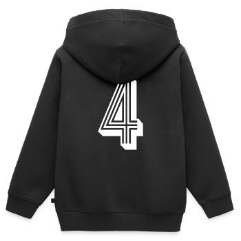 4 Jahre Trikotnummer 4 - Kinder Premium Organic Zip Hoodie - Schwarz - Hinten - AI Model Kid Male (0cm)
