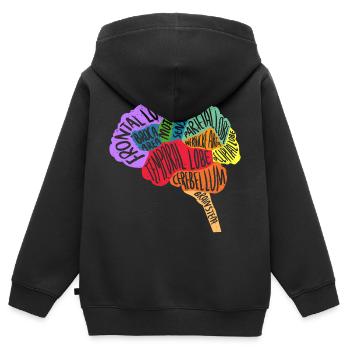 Cerveau Neurologue - Sweat Premium à capuche zippé enfant bio - noir - Dos - AI Model Kid Male (0cm)