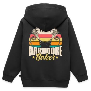 Backen Mehl Liebe Geschenkidee - Kinder Premium Organic Zip Hoodie - Schwarz - Hinten - AI Model Kid Male (0cm)