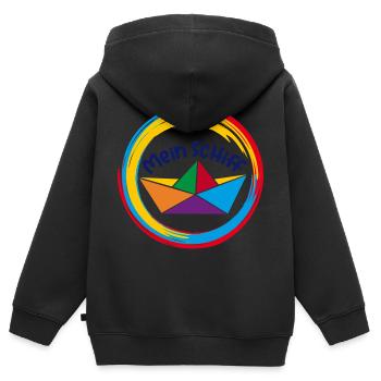Mein Schiff buntes Papierschiffchen - Kinder Premium Organic Zip Hoodie - Schwarz - Hinten - AI Model Kid Male (0cm)