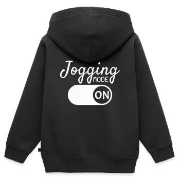Joggen - Kinder Premium Organic Zip Hoodie - Schwarz - Hinten - AI Model Kid Male (0cm)