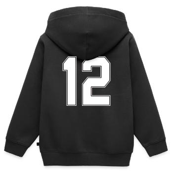 12 Jahre Trikotnummer 12 - Kinder Premium Organic Zip Hoodie - Schwarz - Hinten - AI Model Kid Male (0cm)
