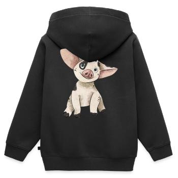 Schweinchen - Kinder Premium Organic Zip Hoodie - Schwarz - Hinten - AI Model Kid Male (0cm)