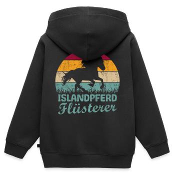 Islandpferd Tölt Flüsterer - Kinder Premium Organic Zip Hoodie - Schwarz - Hinten - AI Model Kid Male (0cm)