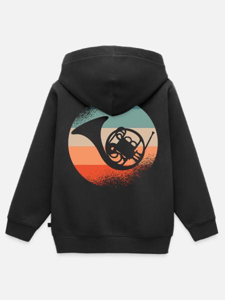 Horn Horn - Felpa Premium con cappuccio con zip bambino bio - nero