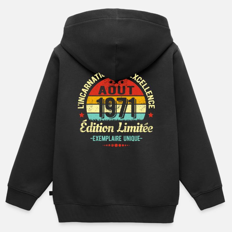 MILLÉSIME AOUT 1971 ÉDITION LIMITÉE - Sweat Premium à capuche zippé enfant bio - noir