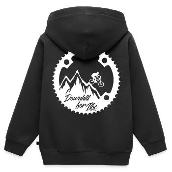 Mountainbike - Downhill for Life - Kinder Premium Organic Zip Hoodie - Schwarz - Hinten - AI Model Kid Male (0cm)