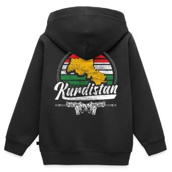 Kurdistan Freiheit Geschenkidee - Kinder Premium Organic Zip Hoodie - Schwarz - Hinten - AI Model Kid Male (0cm)