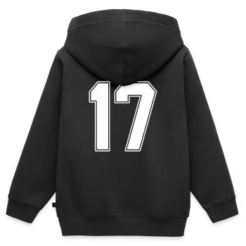 17 Jährige Trikotnummer 17 - Kinder Premium Organic Zip Hoodie - Schwarz - Hinten - AI Model Kid Male (0cm)