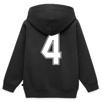 4 Jahre Trikotnummer 4 - Kinder Premium Organic Zip Hoodie - Schwarz - Hinten - AI Model Kid Male (0cm)