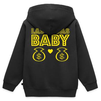 Las Vegas Baby Cash - Kinder Premium Organic Zip Hoodie - Schwarz - Hinten - AI Model Kid Male (0cm)