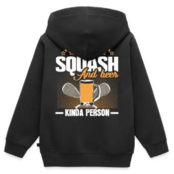 Squash tournoi de squash - Sweat Premium à capuche zippé enfant bio - noir - Dos - AI Model Kid Male (0cm)