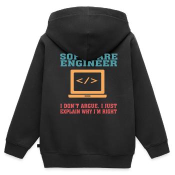 Funny Software Engineering Quote for Software Engi - Kids Premium Organic Zip-up Hoodie - black - Back - AI Model Kid Male (0cm)