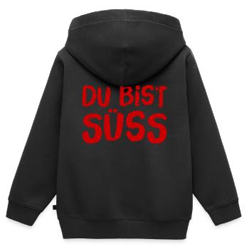 du bist süss - Kinder Premium Organic Zip Hoodie - Schwarz - Hinten - AI Model Kid Male (0cm)