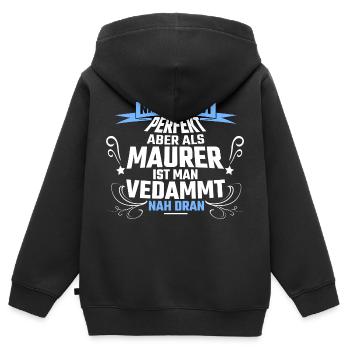 maurer - Kinder Premium Organic Zip Hoodie - Schwarz - Hinten - AI Model Kid Male (0cm)