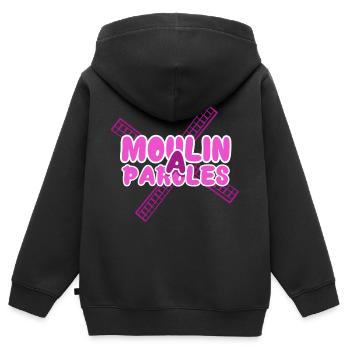 Moulin à parole - Sweat Premium à capuche zippé enfant bio - noir - Dos - AI Model Kid Male (0cm)