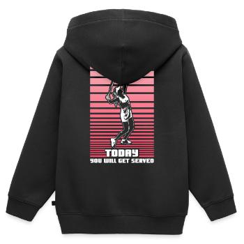Tennis Frau Sportlerin - Kinder Premium Organic Zip Hoodie - Schwarz - Hinten - AI Model Kid Male (0cm)