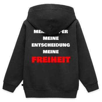 Mein Körper Meine Freiheit - Kinder Premium Organic Zip Hoodie - Schwarz - Hinten - AI Model Kid Male (0cm)