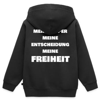 Mein Körper Meine Freiheit - Kinder Premium Organic Zip Hoodie - Schwarz - Hinten - AI Model Kid Male (0cm)