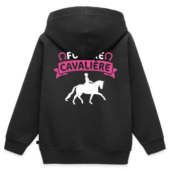future cavalière - Sweat Premium à capuche zippé enfant bio - noir - Dos - AI Model Kid Male (0cm)