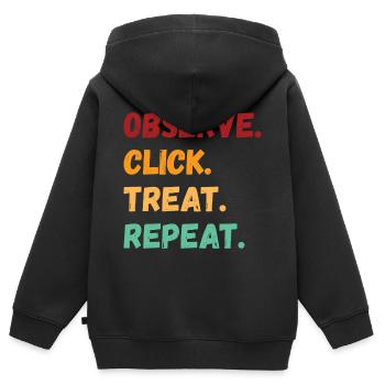 Klicken Sie auf Hundetraining behandeln - Kinder Premium Organic Zip Hoodie - Schwarz - Hinten - AI Model Kid Male (0cm)