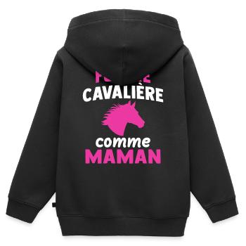 Future cavalière comme maman - Sweat Premium à capuche zippé enfant bio - noir - Dos - AI Model Kid Male (0cm)