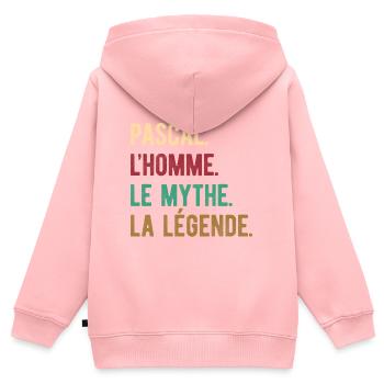 PASCAL L'HOMME LE MYTHE LA LÉGENDE - Sweat Premium à capuche zippé enfant bio - rose - Dos - AI Model Kid Female (0cm)