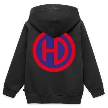 AVM British 51st Highland Infantry Division – MCV - Kinder Premium Organic Zip Hoodie - Schwarz - Hinten - AI Model Kid Male (0cm)