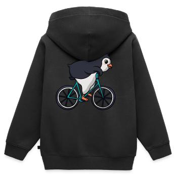 Fahrrad Pinguin - Kinder Premium Organic Zip Hoodie - Schwarz - Hinten - AI Model Kid Male (0cm)