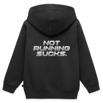 Nicht laufen ist lustig laufen - Kinder Premium Organic Zip Hoodie - Schwarz - Hinten - AI Model Kid Male (0cm)