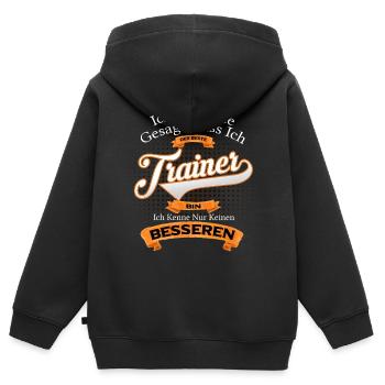 Trainer - Kinder Premium Organic Zip Hoodie - Schwarz - Hinten - AI Model Kid Male (0cm)