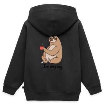 Paresseux - Sweat Premium à capuche zippé enfant bio - noir - Dos - AI Model Kid Male (0cm)