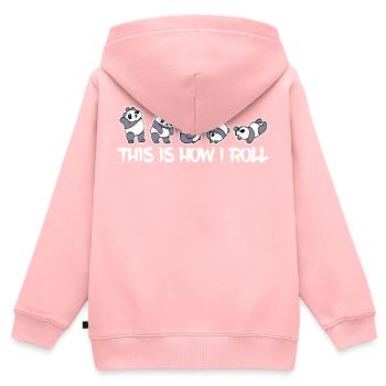 So rolle ich süße Pandas Tee für Tier - Kinder Premium Organic Zip Hoodie - Rosa - Hinten - AI Model Kid Female (0cm)